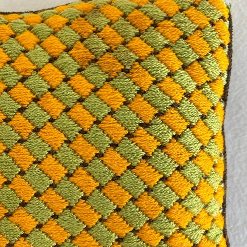 Vintage Bargello Needlepoint Throw Pillow Mid Century Multicolor 13